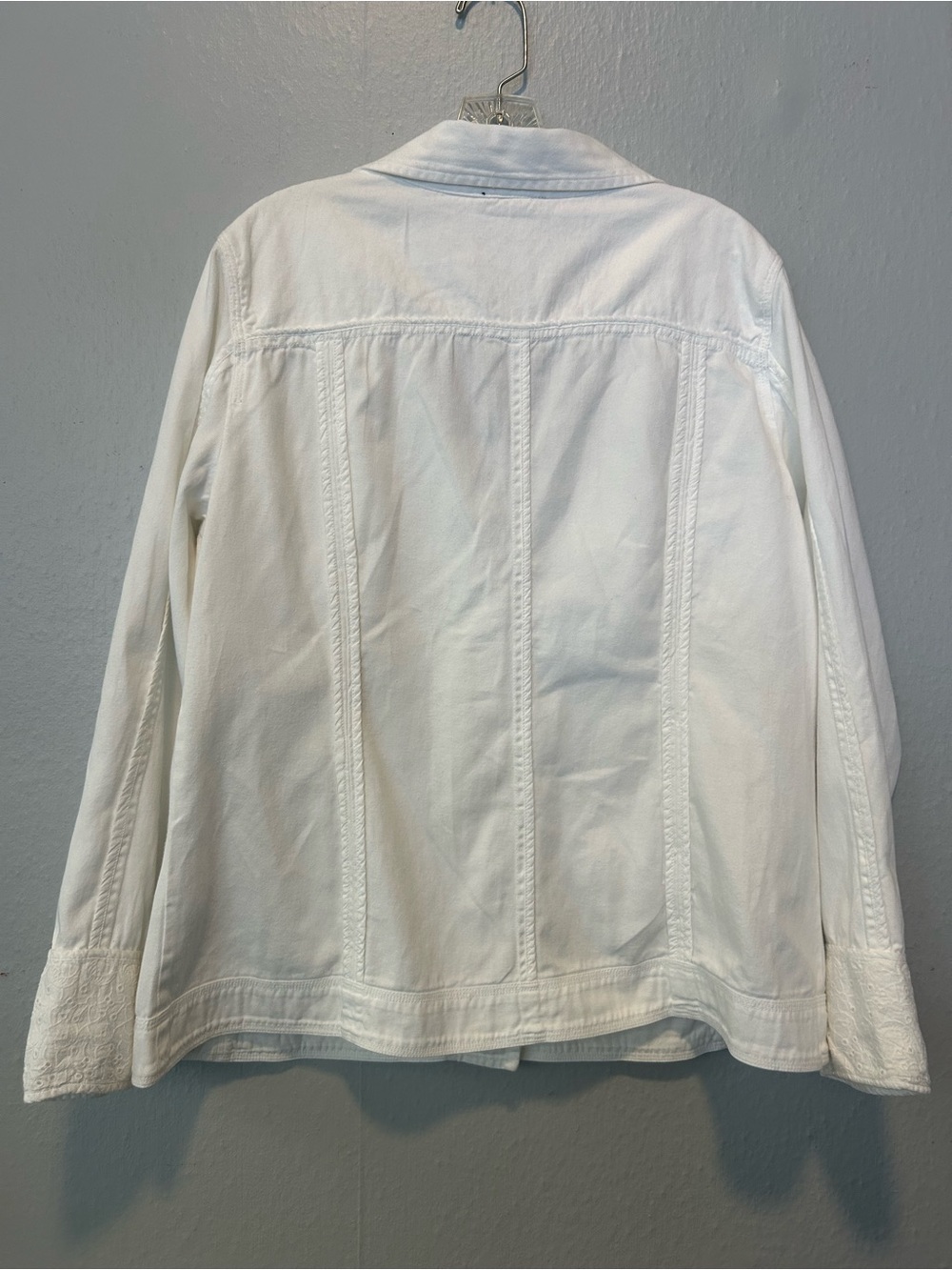 White Utility Button-Front Jacket by Rina - Picture 11 of 11